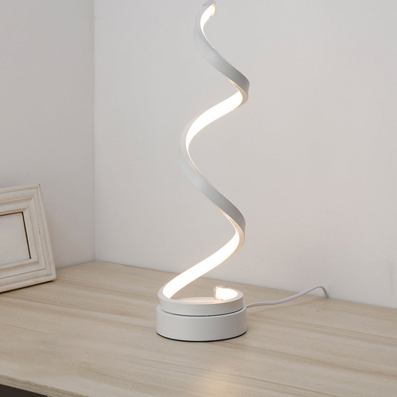 Spiral Shaped Nightstand Lamp Contemporary Acrylic Living Room LED Table Lighting White Clearhalo 'Lamps' 'Table Lamps' Lighting' 2240920