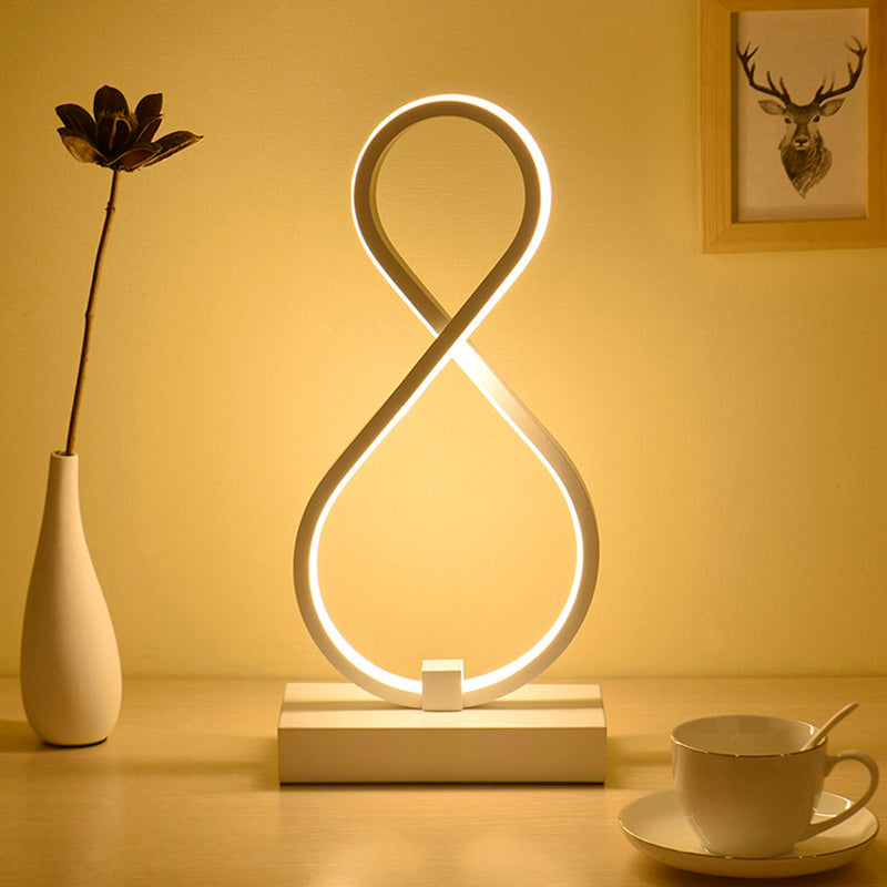 Simplicity Style Curve Shaped LED Table Lighting Metallic Living Room Nightstand Light Clearhalo 'Lamps' 'Table Lamps' Lighting' 2240928