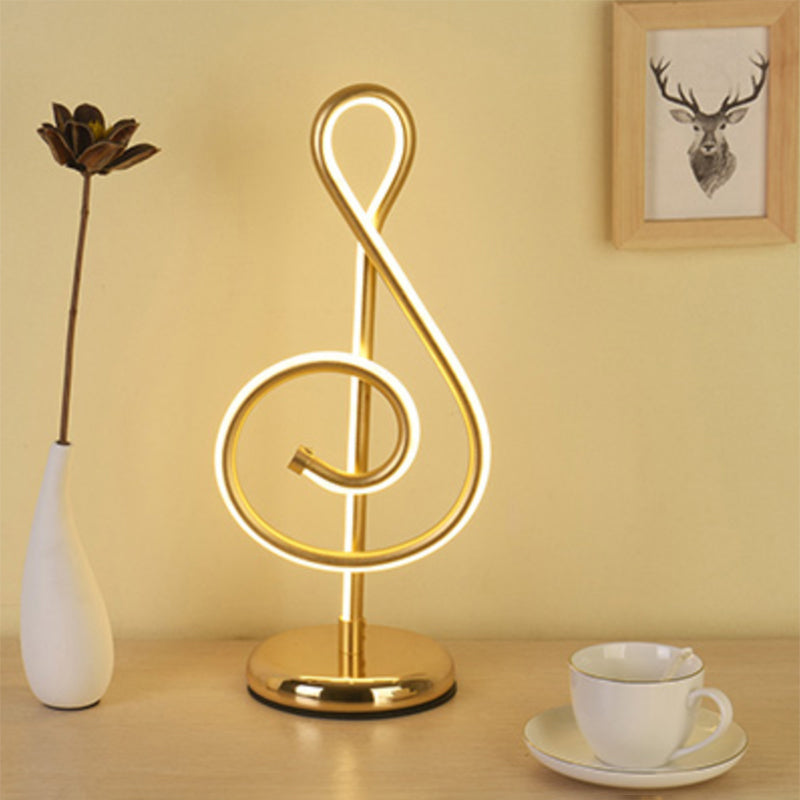 Simplicity Style Curve Shaped LED Table Lighting Metallic Living Room Nightstand Light Gold C Clearhalo 'Lamps' 'Table Lamps' Lighting' 2240930