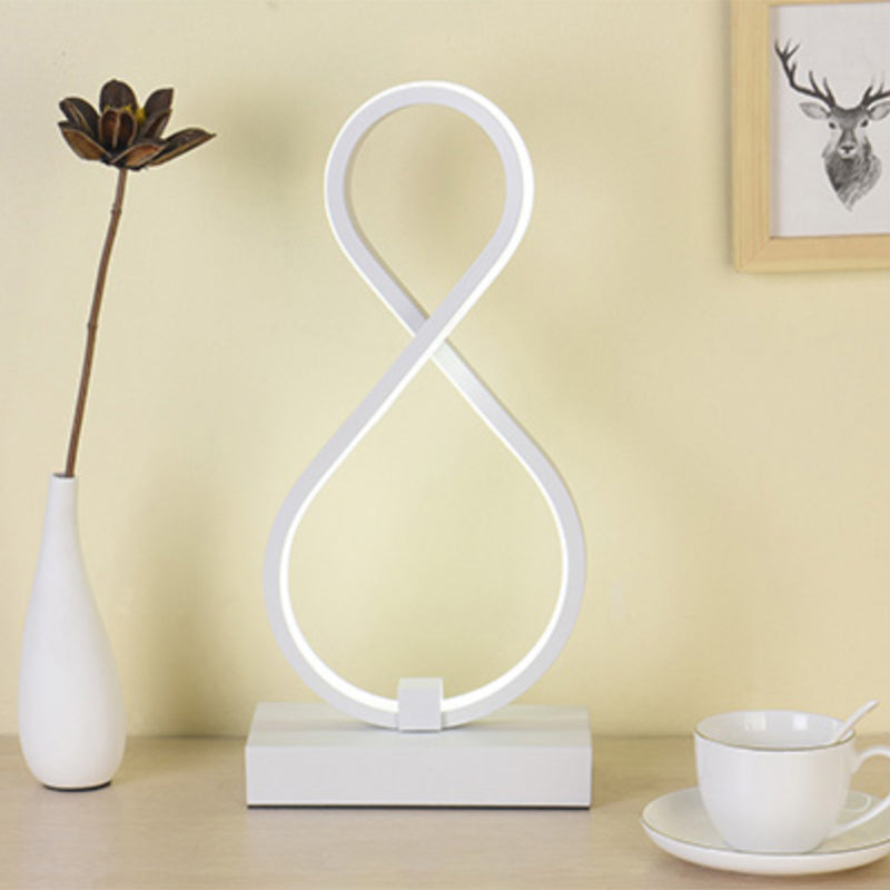Simplicity Style Curve Shaped LED Table Lighting Metallic Living Room Nightstand Light White A Clearhalo 'Lamps' 'Table Lamps' Lighting' 2240931