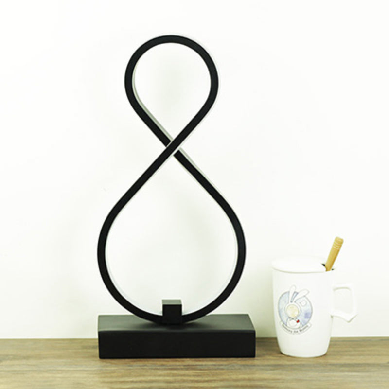 Simplicity Style Curve Shaped LED Table Lighting Metallic Living Room Nightstand Light Black A Clearhalo 'Lamps' 'Table Lamps' Lighting' 2240935