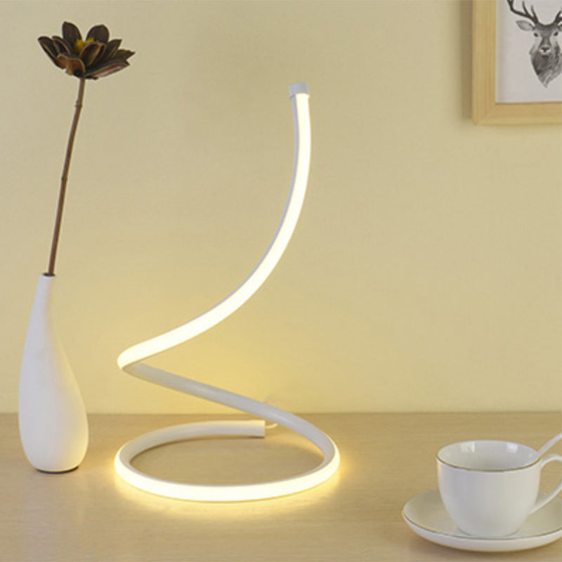 Simplicity Style Curve Shaped LED Table Lighting Metallic Living Room Nightstand Light White B Clearhalo 'Lamps' 'Table Lamps' Lighting' 2240938