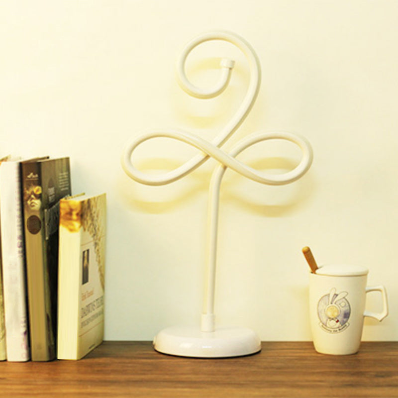 Simplicity Style Curve Shaped LED Table Lighting Metallic Living Room Nightstand Light White D Clearhalo 'Lamps' 'Table Lamps' Lighting' 2240939