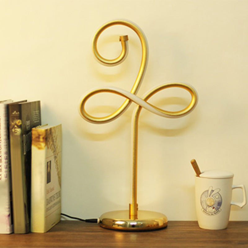 Simplicity Style Curve Shaped LED Table Lighting Metallic Living Room Nightstand Light Gold D Clearhalo 'Lamps' 'Table Lamps' Lighting' 2240940