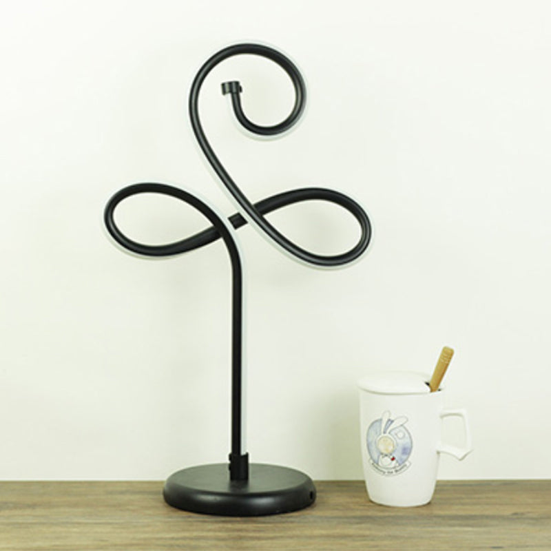 Simplicity Style Curve Shaped LED Table Lighting Metallic Living Room Nightstand Light Black D Clearhalo 'Lamps' 'Table Lamps' Lighting' 2240941