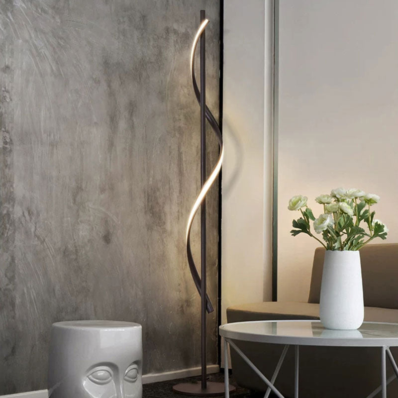 Post-Modern Spiral Floor Light Acrylic Living Room LED Standing Lamp in Dark Coffee Dark Coffee Clearhalo 'Floor Lamps' 'Lamps' Lighting' 2240960