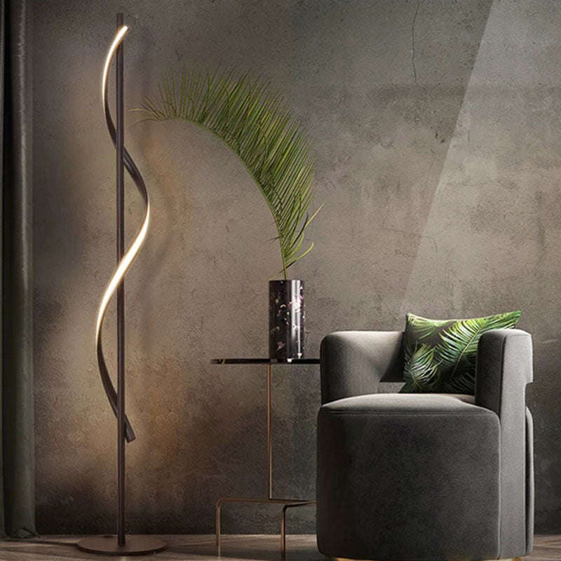 Post-Modern Spiral Floor Light Acrylic Living Room LED Standing Lamp in Dark Coffee Clearhalo 'Floor Lamps' 'Lamps' Lighting' 2240961