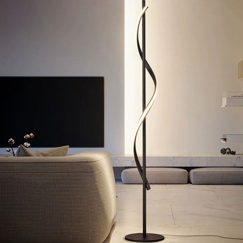 Post-Modern Spiral Floor Light Acrylic Living Room LED Standing Lamp in Dark Coffee Clearhalo 'Floor Lamps' 'Lamps' Lighting' 2240962