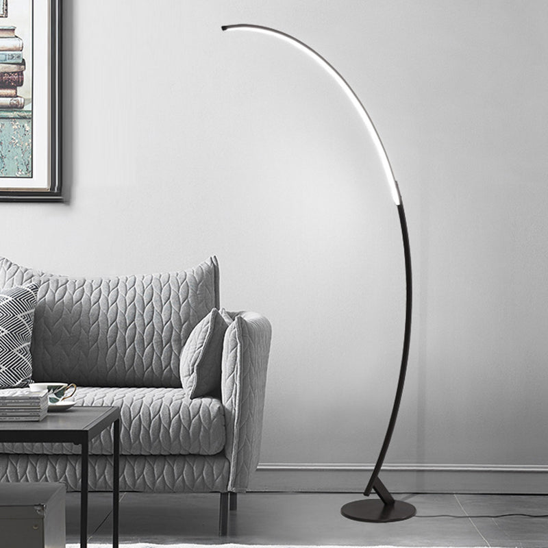 Arched LED Floor Lamp Contemporary Metallic Living Room Standing Lighting in Coffee Coffee White Clearhalo 'Floor Lamps' 'Lamps' Lighting' 2240980