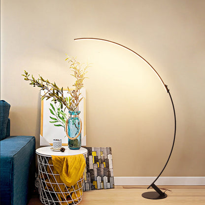 Arched LED Floor Lamp Contemporary Metallic Living Room Standing