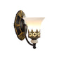 Black Bell Wall Mounted Light Traditional White Glass Shade 1/2-Light Bedroom Wall Sconce with Metal Curvy Arm Clearhalo 'Wall Lamps & Sconces' 'Wall Lights' Lighting' 224099