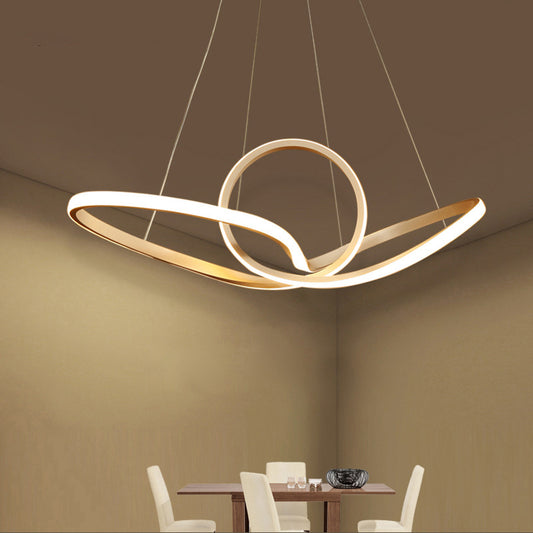 Acrylic Twist LED Suspension Light Nordic Style Gold Chandelier Light for Living Room Gold Clearhalo 'Ceiling Lights' 'Chandeliers' 'Modern Chandeliers' 'Modern' Lighting' 2241015