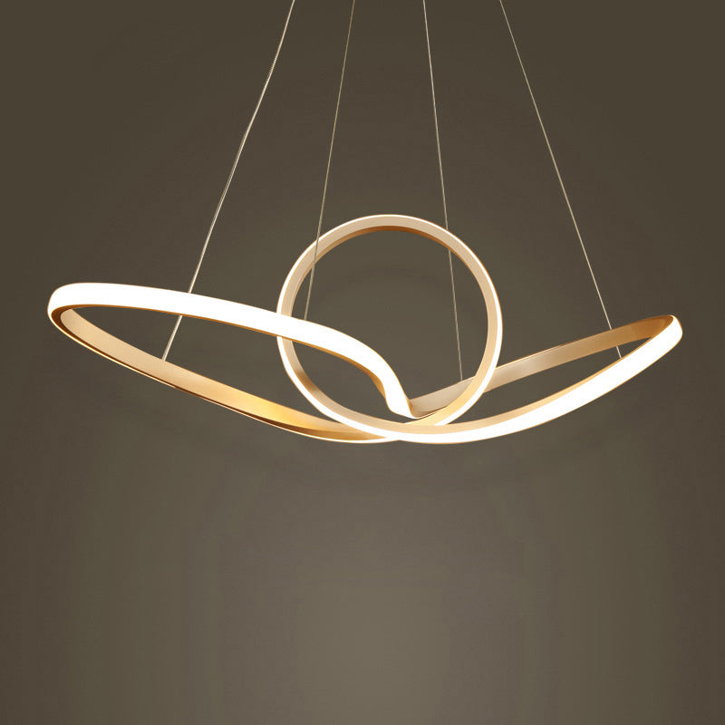 Acrylic Twist LED Suspension Light Nordic Style Gold Chandelier Light for Living Room Clearhalo 'Ceiling Lights' 'Chandeliers' 'Modern Chandeliers' 'Modern' Lighting' 2241017