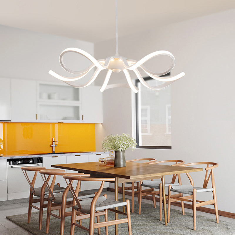 Flower Chandelier Lighting Minimalist Acrylic Restaurant LED Pendant Light in White Clearhalo 'Ceiling Lights' 'Chandeliers' 'Modern Chandeliers' 'Modern' Lighting' 2241078