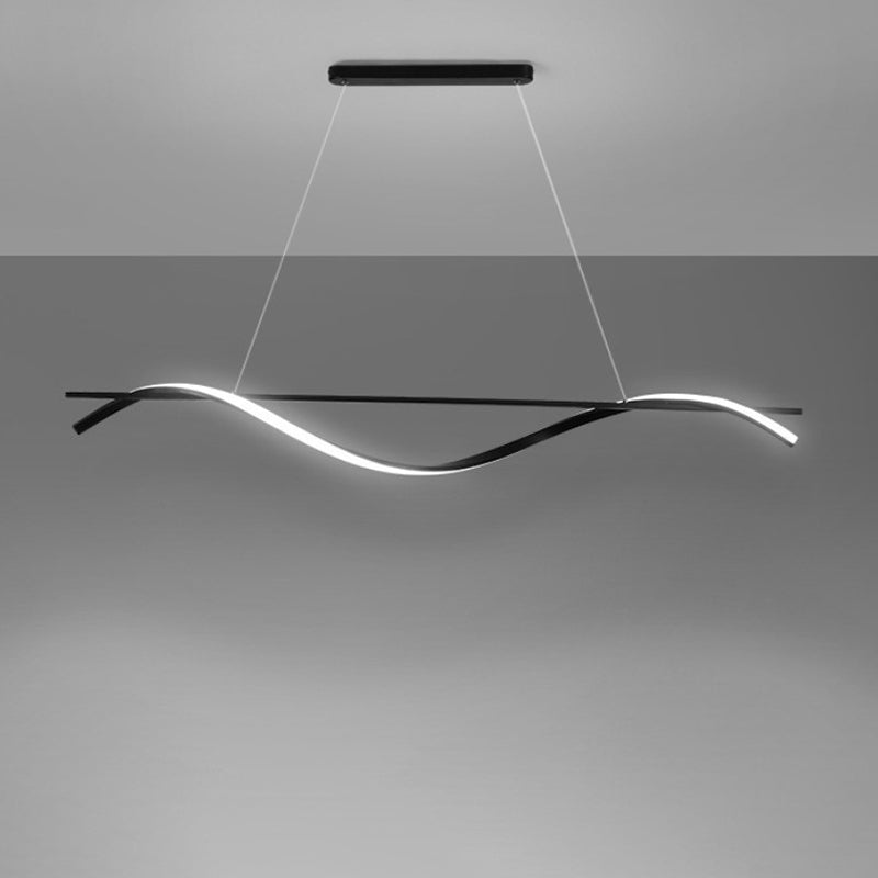 Simplicity Curved LED Hanging Lamp Acrylic Restaurant Island Chandelier Light in Black Black 39.5" Clearhalo 'Ceiling Lights' 'Island Lights' Lighting' 2241097