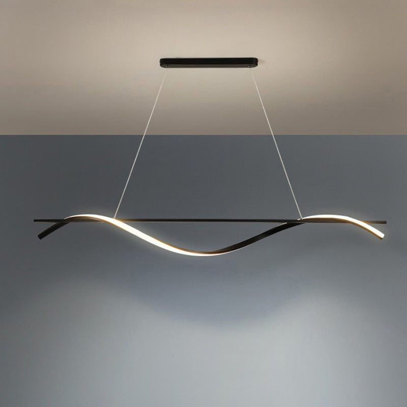 Simplicity Curved LED Hanging Lamp Acrylic Restaurant Island Chandelier Light in Black Clearhalo 'Ceiling Lights' 'Island Lights' Lighting' 2241101