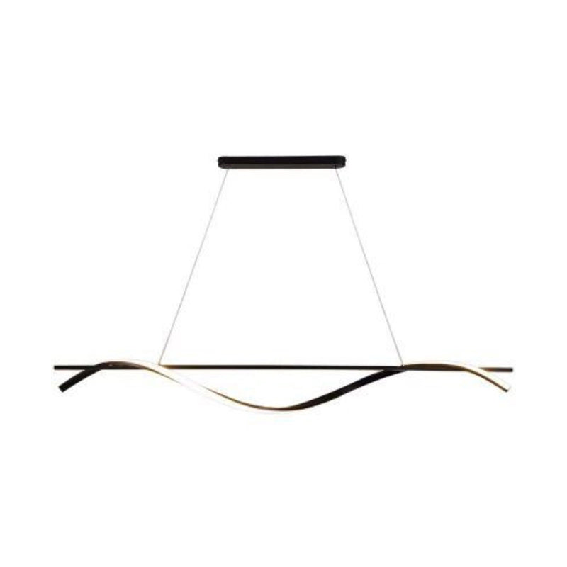 Simplicity Curved LED Hanging Lamp Acrylic Restaurant Island Chandelier Light in Black Clearhalo 'Ceiling Lights' 'Island Lights' Lighting' 2241102
