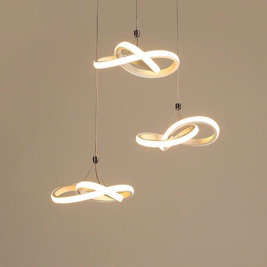 Nordic Style Seamless Curves Multi Light Pendant Aluminum Dining Room LED Hanging Lighting 3 Gold Clearhalo 'Ceiling Lights' 'Modern Pendants' 'Modern' 'Pendant Lights' 'Pendants' Lighting' 2241121