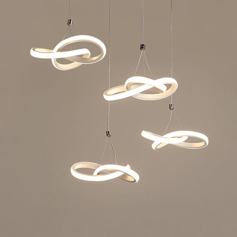 Nordic Style Seamless Curves Multi Light Pendant Aluminum Dining Room LED Hanging Lighting 4 Gold Clearhalo 'Ceiling Lights' 'Modern Pendants' 'Modern' 'Pendant Lights' 'Pendants' Lighting' 2241123