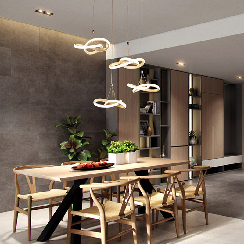 Nordic Style Seamless Curves Multi Light Pendant Aluminum Dining Room LED Hanging Lighting Clearhalo 'Ceiling Lights' 'Modern Pendants' 'Modern' 'Pendant Lights' 'Pendants' Lighting' 2241124