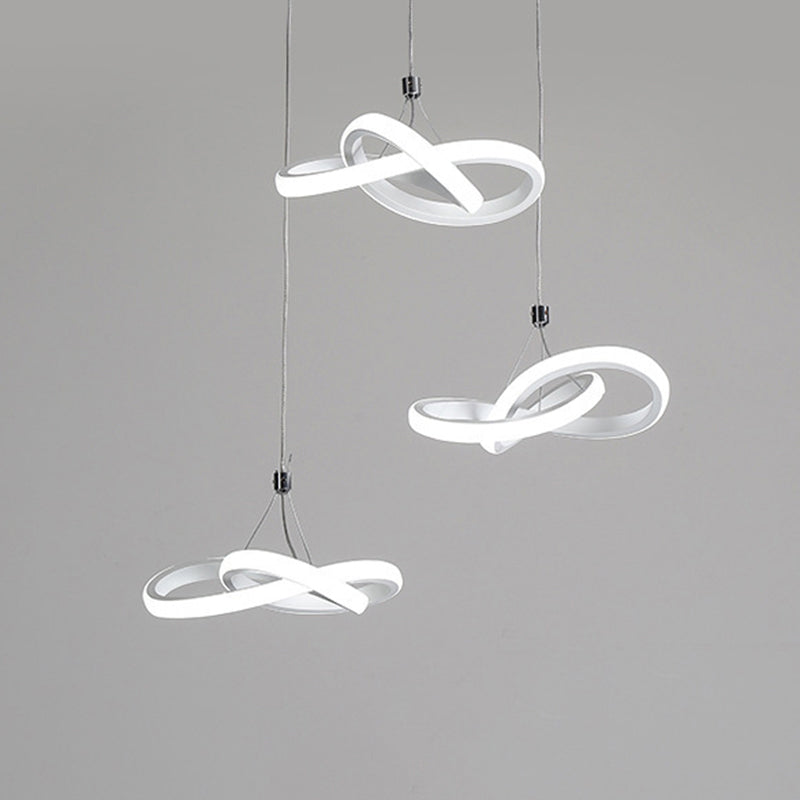 Nordic Style Seamless Curves Multi Light Pendant Aluminum Dining Room LED Hanging Lighting 3 White Clearhalo 'Ceiling Lights' 'Modern Pendants' 'Modern' 'Pendant Lights' 'Pendants' Lighting' 2241125