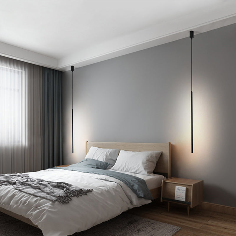 Acrylic Pole LED Suspension Light Minimalist Black Pendant Light Fixture for Bedside Clearhalo 'Ceiling Lights' 'Modern Pendants' 'Modern' 'Pendant Lights' 'Pendants' Lighting' 2241129