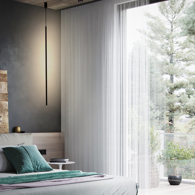 Acrylic Pole LED Suspension Light Minimalist Black Pendant Light Fixture for Bedside Clearhalo 'Ceiling Lights' 'Modern Pendants' 'Modern' 'Pendant Lights' 'Pendants' Lighting' 2241132