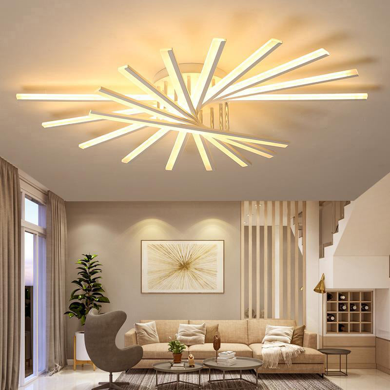 Fan-Shaped Living Room LED Semi Flush Acrylic Modern Flush Ceiling Lighting Fixture White Clearhalo 'Ceiling Lights' 'Close To Ceiling Lights' 'Close to ceiling' 'Semi-flushmount' Lighting' 2241135