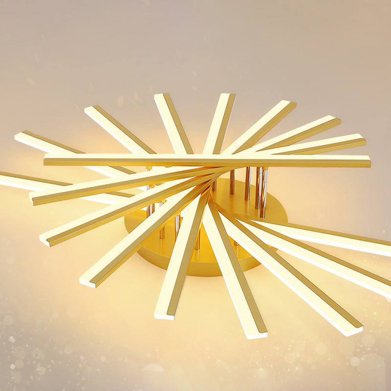 Fan-Shaped Living Room LED Semi Flush Acrylic Modern Flush Ceiling Lighting Fixture Clearhalo 'Ceiling Lights' 'Close To Ceiling Lights' 'Close to ceiling' 'Semi-flushmount' Lighting' 2241137