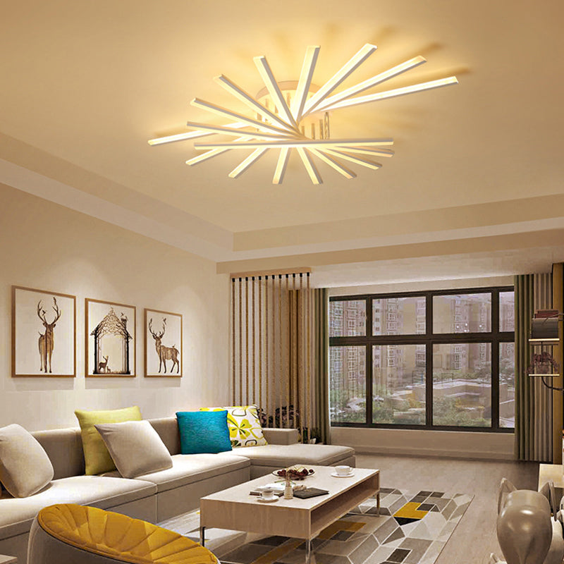 Fan-Shaped Living Room LED Semi Flush Acrylic Modern Flush Ceiling Lighting Fixture Clearhalo 'Ceiling Lights' 'Close To Ceiling Lights' 'Close to ceiling' 'Semi-flushmount' Lighting' 2241138