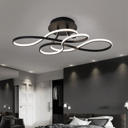 Twisting Living Room Ceiling Mounted Light Acrylic Minimalist LED Semi Flush Mount Black Clearhalo 'Ceiling Lights' 'Close To Ceiling Lights' 'Close to ceiling' 'Semi-flushmount' Lighting' 2241166