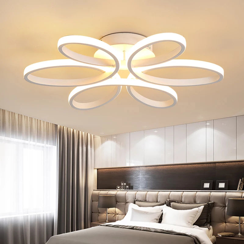 Flower LED Semi Flush Modern Style Acrylic Living Room Flush Ceiling Light Fixture in White Clearhalo 'Ceiling Lights' 'Close To Ceiling Lights' 'Close to ceiling' 'Semi-flushmount' Lighting' 2241172