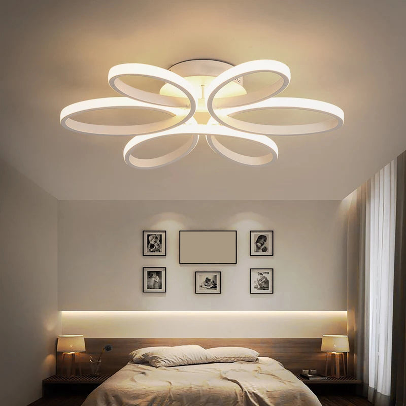 Flower LED Semi Flush Modern Style Acrylic Living Room Flush Ceiling Light Fixture in White Clearhalo 'Ceiling Lights' 'Close To Ceiling Lights' 'Close to ceiling' 'Semi-flushmount' Lighting' 2241174
