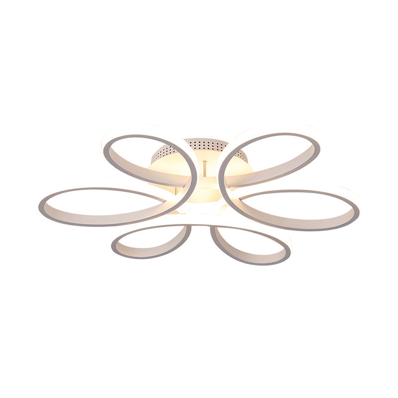 Flower LED Semi Flush Modern Style Acrylic Living Room Flush Ceiling Light Fixture in White Clearhalo 'Ceiling Lights' 'Close To Ceiling Lights' 'Close to ceiling' 'Semi-flushmount' Lighting' 2241177