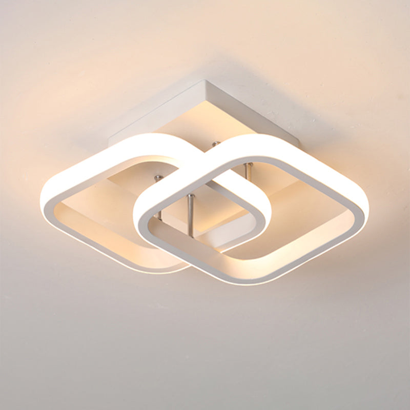Minimalist Geometric Ceiling Mounted Light Aluminum Corridor LED Semi Flush Mount White Square Plate Clearhalo 'Ceiling Lights' 'Close To Ceiling Lights' 'Close to ceiling' 'Semi-flushmount' Lighting' 2241228