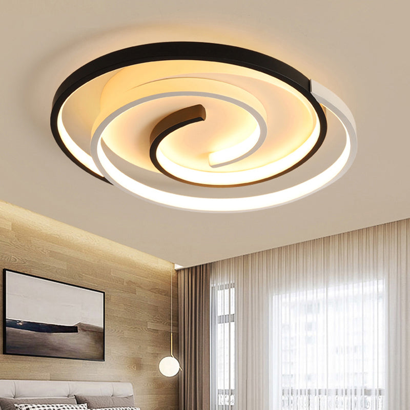 Curved Flush Ceiling Light Contemporary Acrylic Bedroom LED Flush Mount Lighting in Black and White Clearhalo 'Ceiling Lights' 'Close To Ceiling Lights' 'Close to ceiling' 'Flush mount' Lighting' 2241263