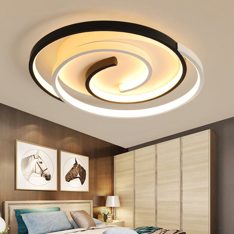 Curved Flush Ceiling Light Contemporary Acrylic Bedroom LED Flush Mount Lighting in Black and White Clearhalo 'Ceiling Lights' 'Close To Ceiling Lights' 'Close to ceiling' 'Flush mount' Lighting' 2241265