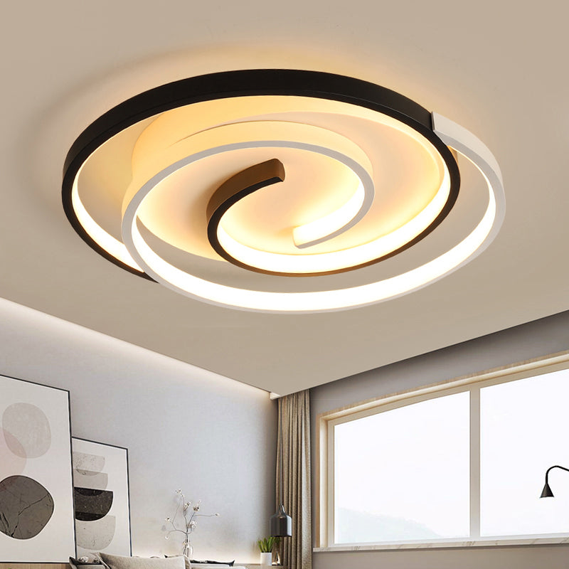 Curved Flush Ceiling Light Contemporary Acrylic Bedroom LED Flush Mount Lighting in Black and White Clearhalo 'Ceiling Lights' 'Close To Ceiling Lights' 'Close to ceiling' 'Flush mount' Lighting' 2241267