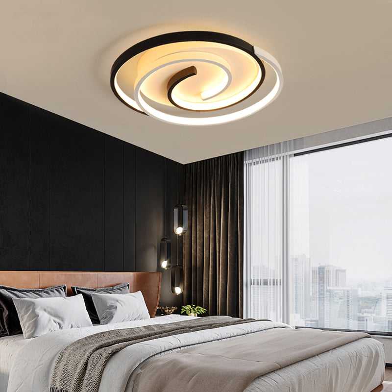 Curved Flush Ceiling Light Contemporary Acrylic Bedroom LED Flush Mount Lighting in Black and White Clearhalo 'Ceiling Lights' 'Close To Ceiling Lights' 'Close to ceiling' 'Flush mount' Lighting' 2241268