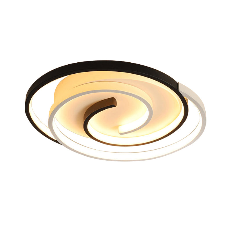 Curved Flush Ceiling Light Contemporary Acrylic Bedroom LED Flush Mount Lighting in Black and White Clearhalo 'Ceiling Lights' 'Close To Ceiling Lights' 'Close to ceiling' 'Flush mount' Lighting' 2241269