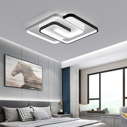 Acrylic Geometric Flush Light Modern Style Black and White LED Flush Ceiling Light Fixture Black-White White Clearhalo 'Ceiling Lights' 'Close To Ceiling Lights' 'Close to ceiling' 'Flush mount' Lighting' 2241276