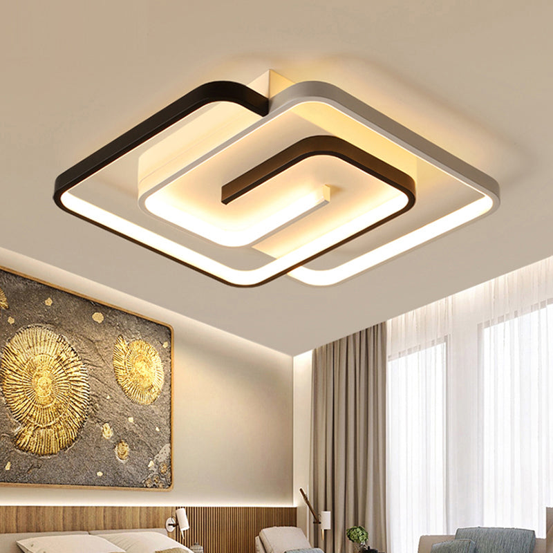 Acrylic Geometric Flush Light Modern Style Black and White LED Flush Ceiling Light Fixture Clearhalo 'Ceiling Lights' 'Close To Ceiling Lights' 'Close to ceiling' 'Flush mount' Lighting' 2241277