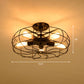 Radial Shape Iron Semi Flush Ceiling Light Vintage Restaurant Flush Mount Lighting with Cage in Black Black B Clearhalo 'Ceiling Lights' 'Close To Ceiling Lights' 'Close to ceiling' 'Semi-flushmount' Lighting' 2241300