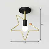 Geometrical Metallic Semi Flush Ceiling Light Vintage 1-Light Corridor Flush Mount Lighting Fixture Black Star Clearhalo 'Ceiling Lights' 'Close To Ceiling Lights' 'Close to ceiling' 'Semi-flushmount' Lighting' 2241333