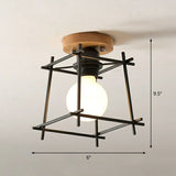 Geometrical Iron Semi Flush Mount Industrial Single-Bulb Entryway Flushmount Ceiling Light Black Square Plate Clearhalo 'Ceiling Lights' 'Close To Ceiling Lights' 'Close to ceiling' 'Semi-flushmount' Lighting' 2241370