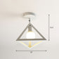Retro Geometric Semi Flush Mount Lighting 1��Head Iron Flush Mount Fixture for Entryway White Triangle Clearhalo 'Ceiling Lights' 'Close To Ceiling Lights' 'Close to ceiling' 'Semi-flushmount' Lighting' 2241402