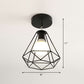 Retro Geometric Semi Flush Mount Lighting 1��Head Iron Flush Mount Fixture for Entryway Black Diamond Clearhalo 'Ceiling Lights' 'Close To Ceiling Lights' 'Close to ceiling' 'Semi-flushmount' Lighting' 2241405