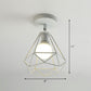 Retro Geometric Semi Flush Mount Lighting 1��Head Iron Flush Mount Fixture for Entryway White Diamond Clearhalo 'Ceiling Lights' 'Close To Ceiling Lights' 'Close to ceiling' 'Semi-flushmount' Lighting' 2241406