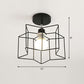 Retro Geometric Semi Flush Mount Lighting 1��Head Iron Flush Mount Fixture for Entryway Black Star Clearhalo 'Ceiling Lights' 'Close To Ceiling Lights' 'Close to ceiling' 'Semi-flushmount' Lighting' 2241411