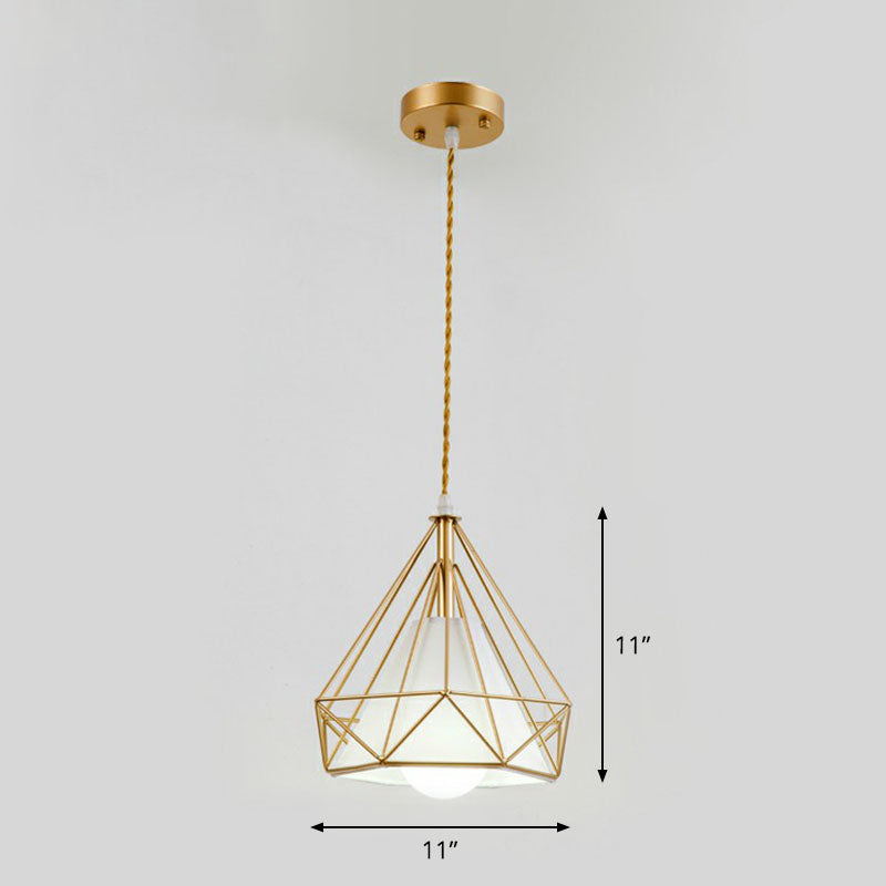 1-Light Pendant Light Antique Diamond Cage Iron Hanging Light Fixture ...